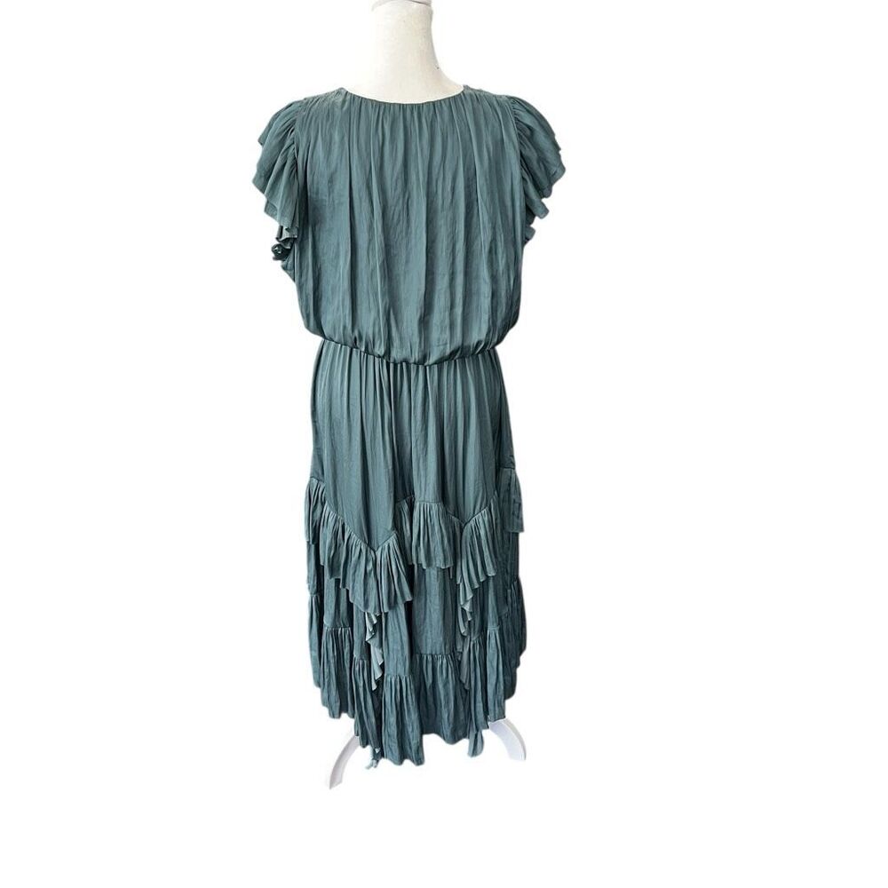 Ulla Johnson Abella Pleated Ruffle Midi Dress Atlantic Blue Size 10 - Picture 8 of 12